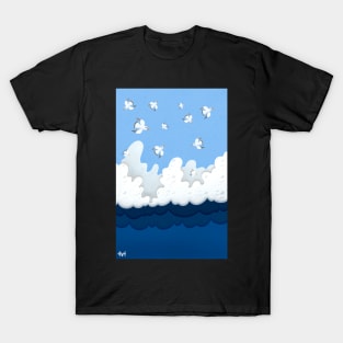 Birds and the Stormy Ocean T-Shirt